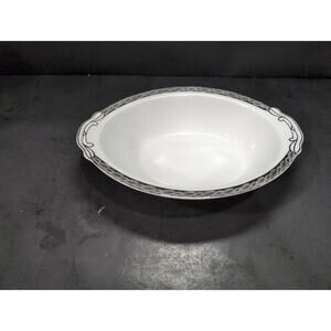 Fukagawa Arita Silver Fern Serving Platter, Hand Painted Oval‎ Bowl, MCM Decor